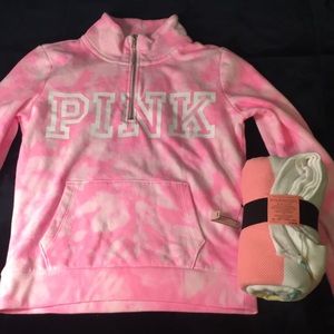 Victoria Secret Quarter Zip Pink Sweatshirt